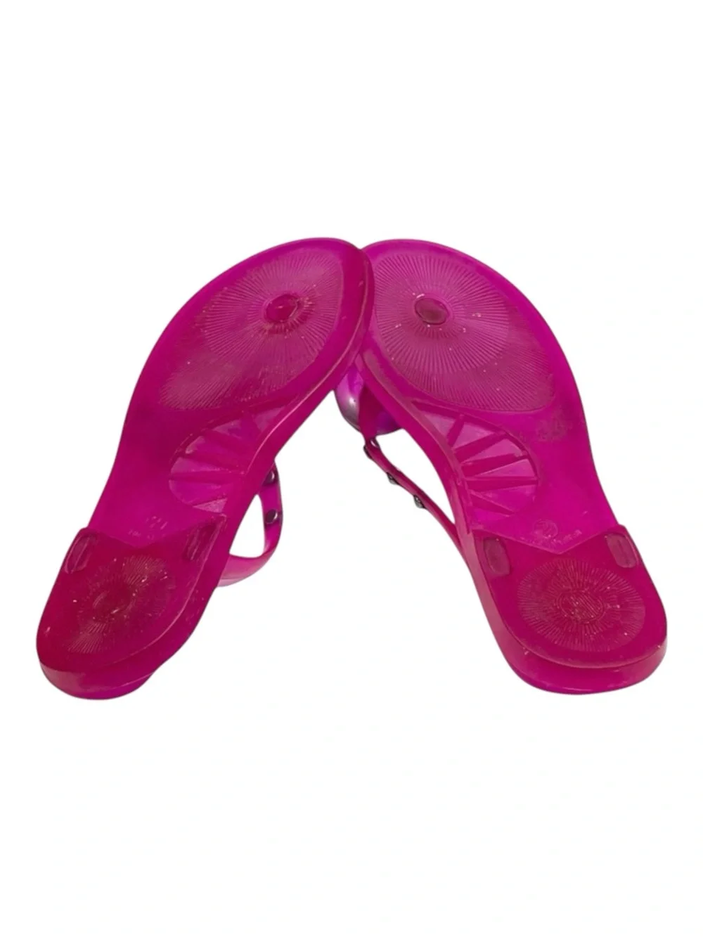 Michael Kors 𖦹 Crystal Jelly Thong Flat Sandal 𖦹 Clear Hot Pink 𖦹 2M Big Girl